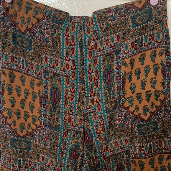 RAFFERTY 90’s FUN FESTIVAL PANTS WOMENS SIZE M BROWN GREEN PULL-ON POCKETS COMFY - Picture 2 of 9